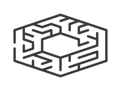 Isometric hexagonal maze isolated Stock Illustration