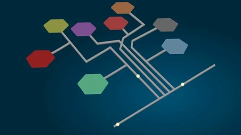 Isometric hexagons being colored by lighting spot Stock Footage 90371163