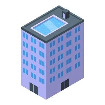 Isometric highrise building with rooftop pool Ilustración de archivo