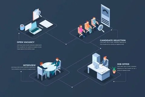 Isometric hiring process 스톡 일러스트