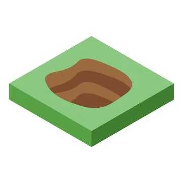 Isometric hole ground showing empty pit excavation representing construction Stock Illustration