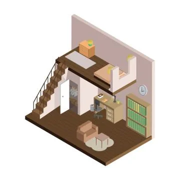 Isometric home interior Stock Illustration