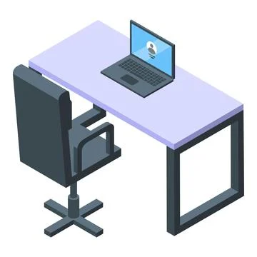 Isometric home office setup with cybersecurity concept Stock Illustration