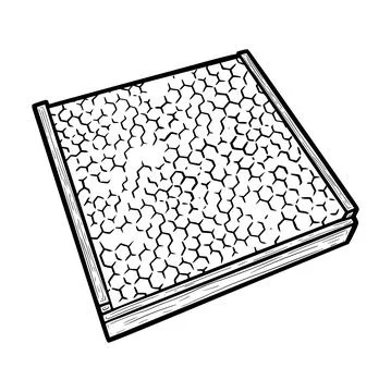 Isometric honey frames with beeswax. Honeycombs in wax foundation and wooden Stock Illustration