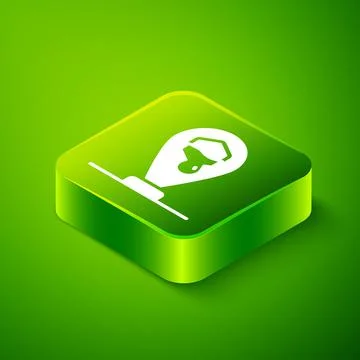 Isometric Honeycomb bee location map pin pointer icon isolated on green Stock Illustration