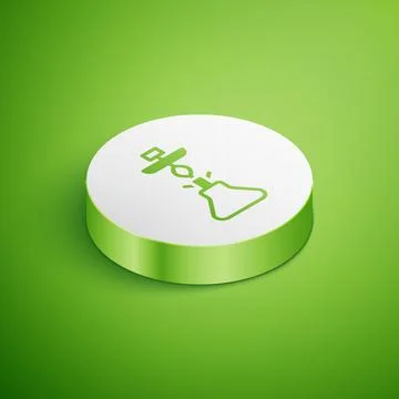 Isometric Hookah icon isolated on green background. White circle button. Vector Stock Illustration