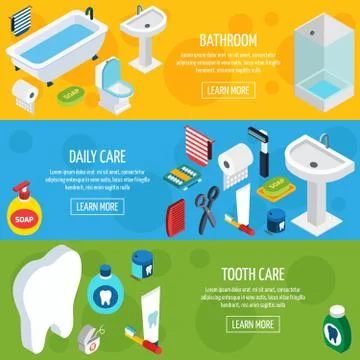 Isometric Horizontal Hygiene Banners イラスト素材