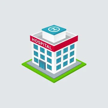 Isometric Hospital Building Vector Design Stock Illustration