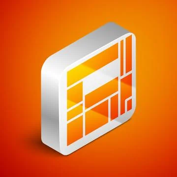 Isometric House Edificio Mirador icon isolated on orange background. Mirador  Ilustración de archivo