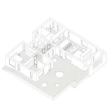 Isometric house inside Stock Illustration