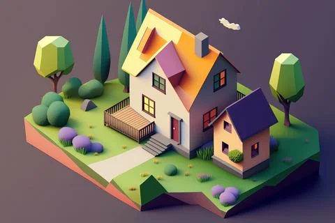 Isometric house with minimalist architecture Stock Illustration