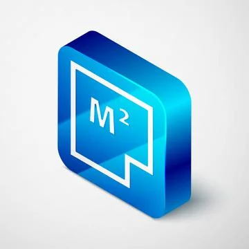 Isometric House plan icon isolated on grey background. Blue square button Ilustración de archivo
