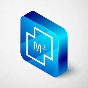 Isometric House plan icon isolated on grey background. Blue square button Ilustración de archivo