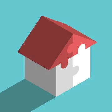 Isometric house from puzzles Stock Illustration