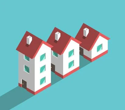 Isometric houses, decrease, downsizing Stock Illustration
