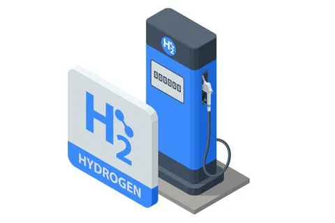 Isometric Hydrogen Energy. Hydrogen is a clean fuel that, when consumed in a Stock Illustration