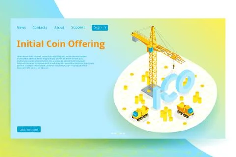 Isometric ICO concept web banner Stock Illustration