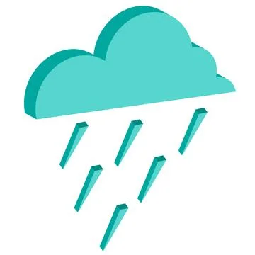 Isometric icon cloud with rain Stock Illustration