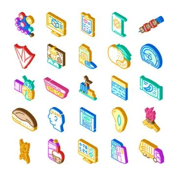 Isometric icon collection for business analytics and services Stock Illustration