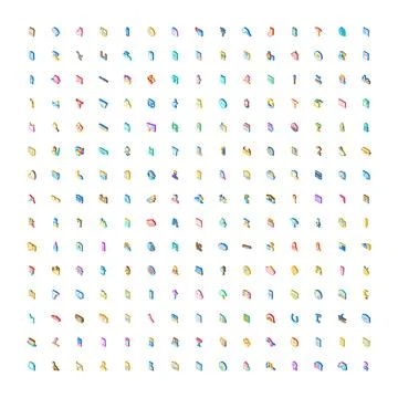 Isometric icon collection displaying various colorful symbols 스톡 일러스트