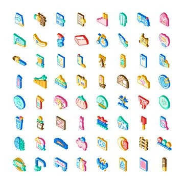 Isometric icon collection diverse object design Illustrazione stock