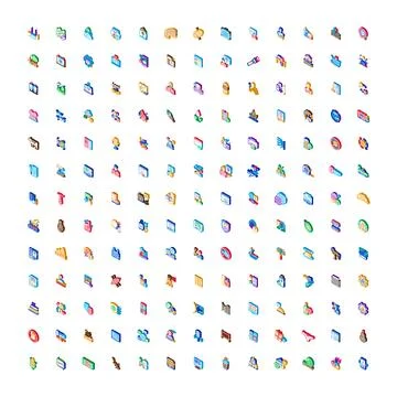 Isometric icon collection featuring various communication concepts 库存插图