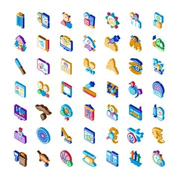 Isometric icon collection offering various business and technology concepts 스톡 일러스트