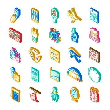 Isometric icon collection representing daily life elements Illustrazione stock