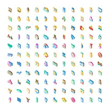 Isometric icon collection representing daily life elements Ilustração Stock