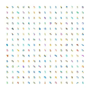 Isometric icon collection representing digital communication and business 스톡 일러스트