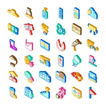 Isometric icon collection representing diverse concepts and themes 스톡 일러스트