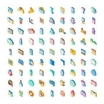 Isometric icon collection representing diverse ui concepts and elements Stockillustratie
