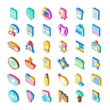 Isometric icon collection representing diverse business concepts and ideas Stock Illustration