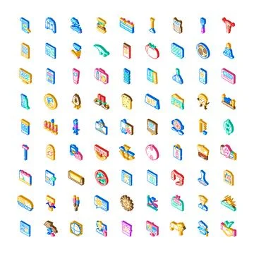 Isometric icon collection representing diverse themes and concepts イラスト素材