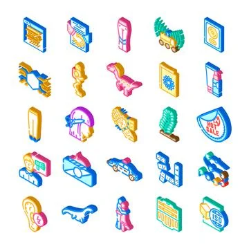 Isometric icon collection representing diverse concepts and themes イラスト素材