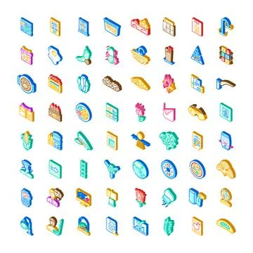 Isometric icon collection representing diverse ui design elements Stock Illustration