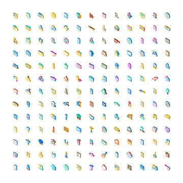 Isometric icon collection representing modern digital concepts 스톡 일러스트