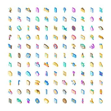 Isometric icon collection representing various modern concepts Illustrazione stock