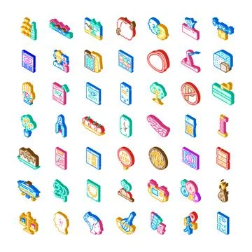 Isometric icon collection representing various concepts and objects Ilustração Stock