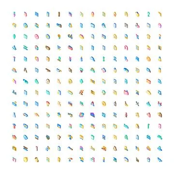 Isometric icon collection representing various communication and lifestyle .. イラスト素材