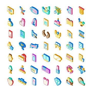 Isometric icon collection representing various concepts Stockillustratie