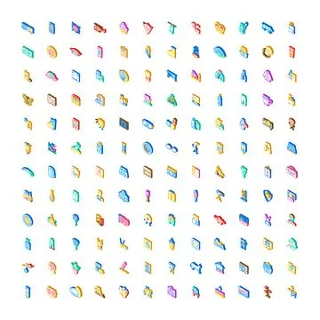 Isometric icon collection for web and app interface Illustrazione stock