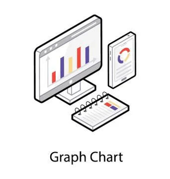 Isometric icon of data analysis Stock Illustration