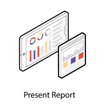 Isometric icon design of data report 스톡 일러스트