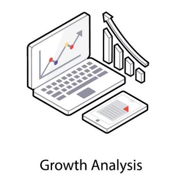 Isometric icon of growth analysis Stock Illustration