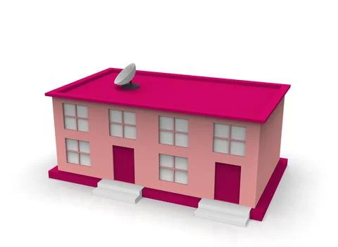 Isometric icon or infographic element representing low poly factory building, 库存插图