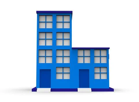 Isometric icon or infographic element representing low poly factory building, イラスト素材