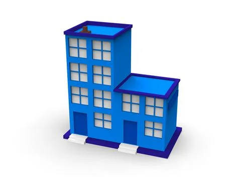 Isometric icon or infographic element representing low poly factory building, イラスト素材