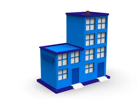 Isometric icon or infographic element representing low poly factory building, イラスト素材