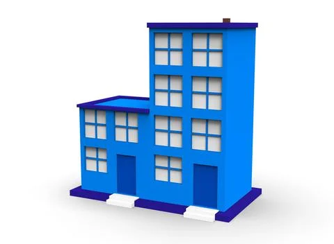 Isometric icon or infographic element representing low poly factory building, Illustrazione stock